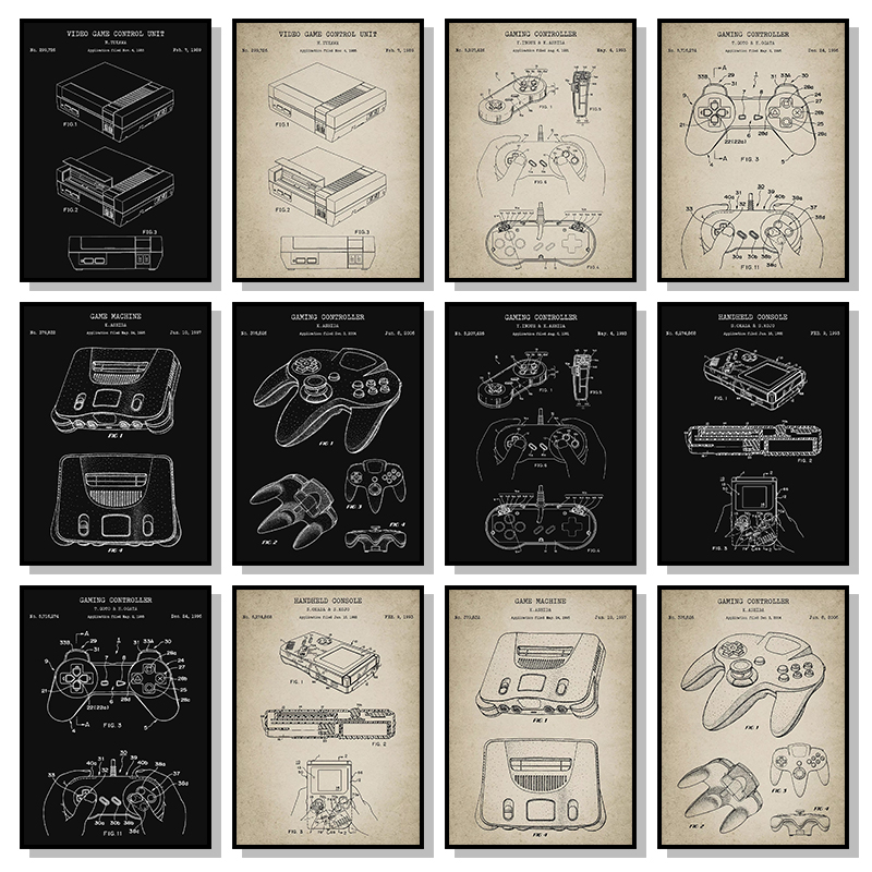 Gaming Console Picture - Plakat z planem klasycznej konsoli do
