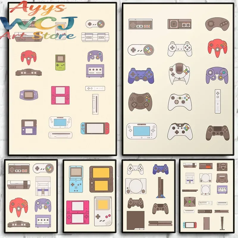 Gaming Console Picture - Plakat Ewolucja Konsol i Przenośnych Konsol