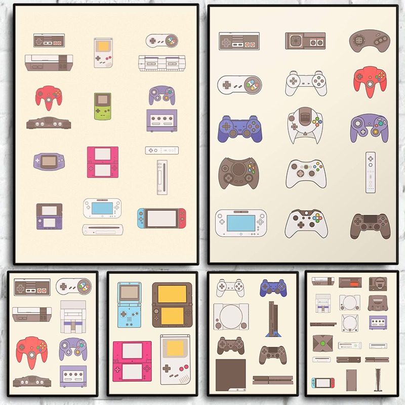 Gaming Console Picture - Plakat z ewolucją konsoli i konsolowych