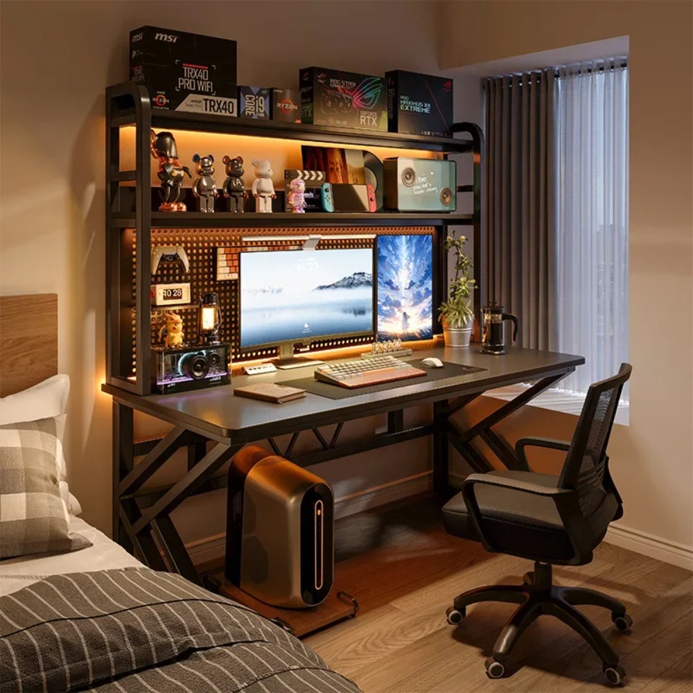Gaming Console Table - Biurko gamingowe z półką na książki