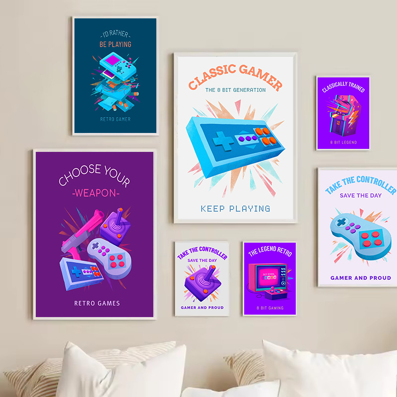 Retro Kolorowy Grający Gracz z – Gaming Console Picture recenzja i cena