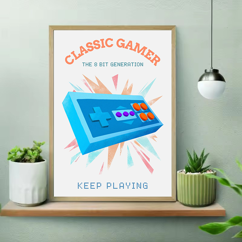 Retro Kolorowy Grający Gracz z – Gaming Console Picture recenzja i cena